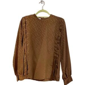 La Chine Classic Brown Vintage Long Sleeve Blouse Sz 6